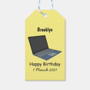 Laptop cartoon illustration gift tags