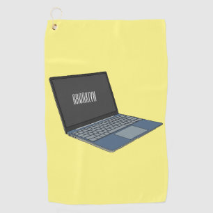 Laptop cartoon illustration golf towel