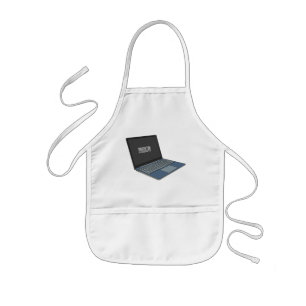 Laptop cartoon illustration kids apron