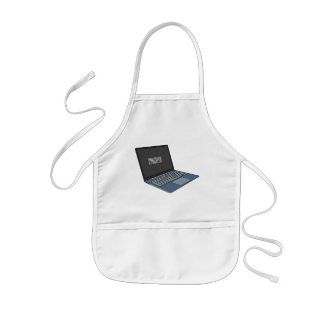 Laptop cartoon illustration  kids apron (Front)