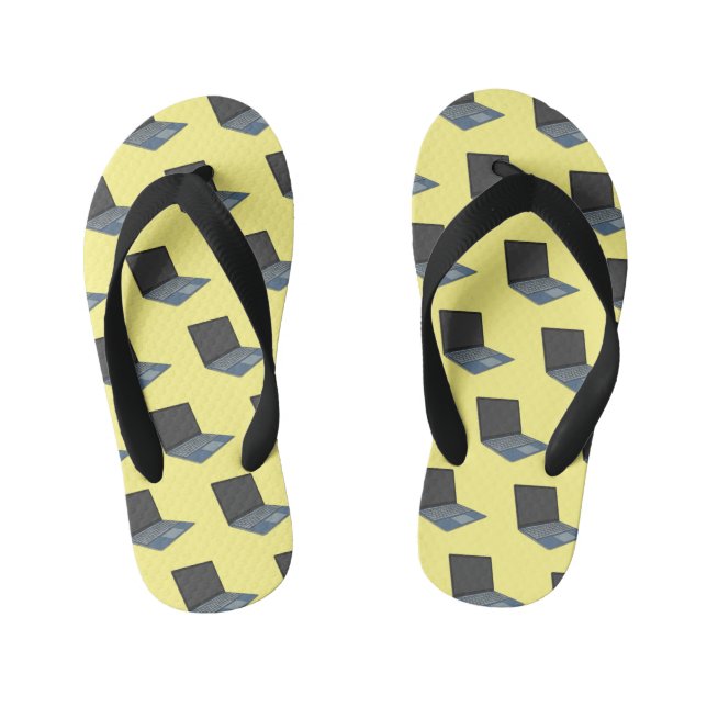 Laptop cartoon illustration  kid's flip flops (Footbed)