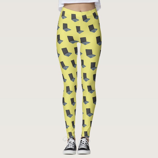 Laptop cartoon illustration  leggings (Front)