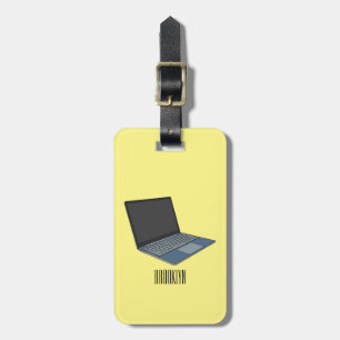 Laptop cartoon illustration luggage tag