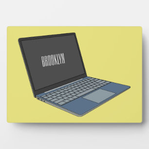 Laptop cartoon illustration plaque