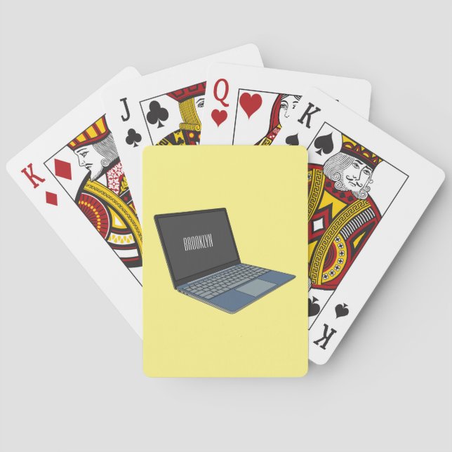 Laptop cartoon illustration  playing cards (Back)