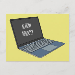 Laptop cartoon illustration  postcard