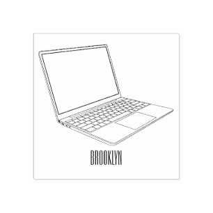Laptop cartoon illustration  rubber stamp