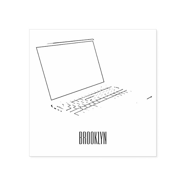 Laptop cartoon illustration  rubber stamp (Imprint)