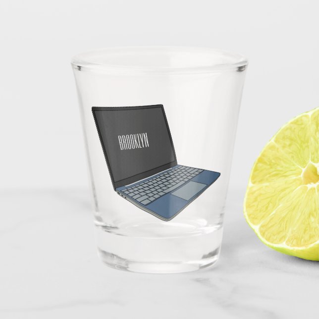 Laptop cartoon illustration  shot glass (Front)