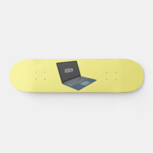 Laptop cartoon illustration  skateboard