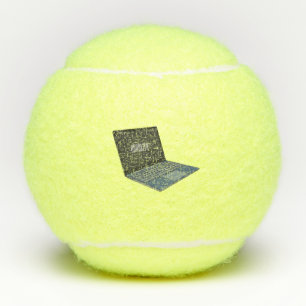 Laptop cartoon illustration tennis balls