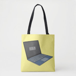 Laptop cartoon illustration  tote bag