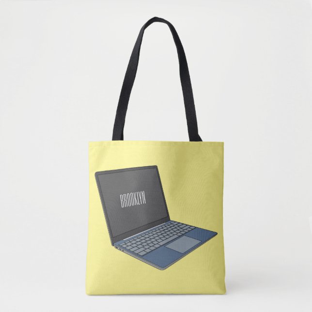 Laptop cartoon illustration  tote bag (Front)
