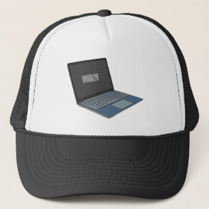 Laptop cartoon illustration  trucker hat
