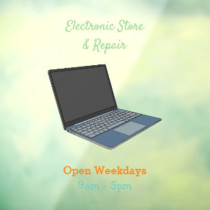 Laptop cartoon illustration window cling