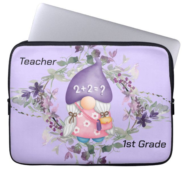 Laptop Case 1st Grade Teacher Lavender  (Front)