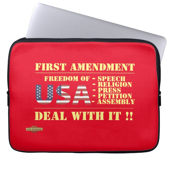 laptop case "FIRST AMENDMENT" (Front)