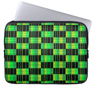 Laptop Case With Green and Black Plaid Pattern