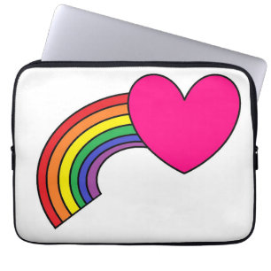 Laptop Case With Pink Heart and Rainbow