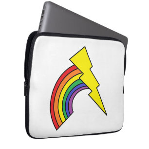 Laptop Case With Rainbow and Yellow Lightning Bolt