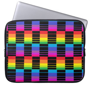 Laptop Case With Rainbow Plaid Pattern