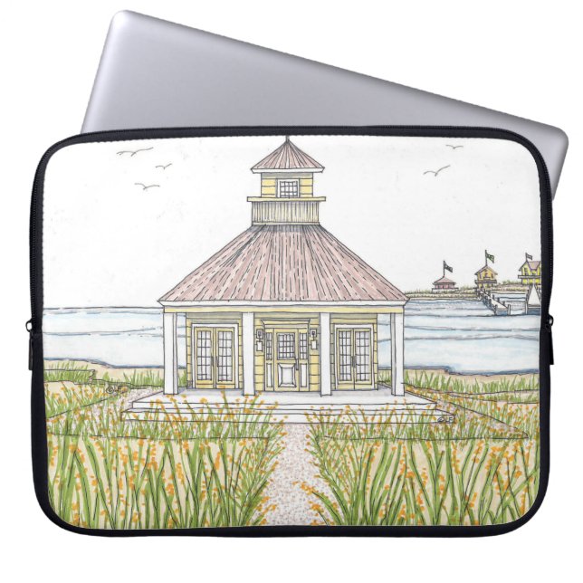 Laptop Case; Yellow Beach Cottage; Electronics Laptop Sleeve (Front)