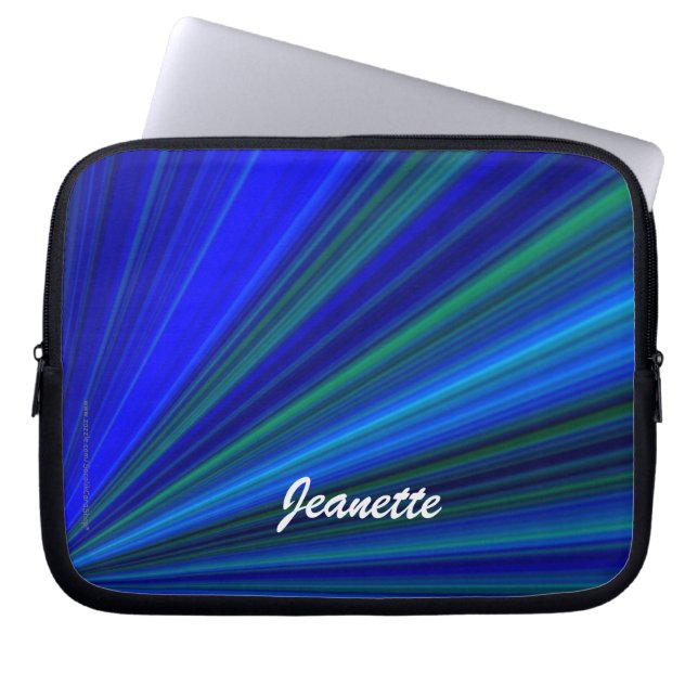 Laptop Computer Sleeve Blue Green Starburst (Front)