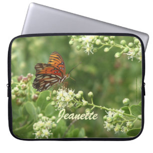 Laptop Computer Sleeve Orange Butterfly