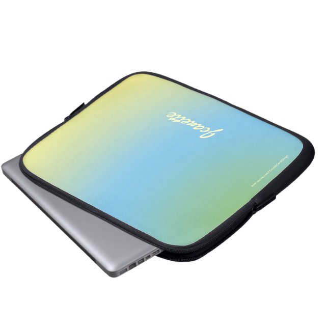 Laptop Computer Sleeve Pastel Blue to Yellow Fade (Front Bottom)