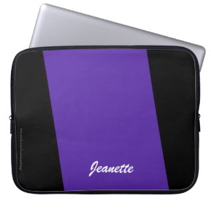 Laptop Computer Sleeve Purple and Black One Stripe