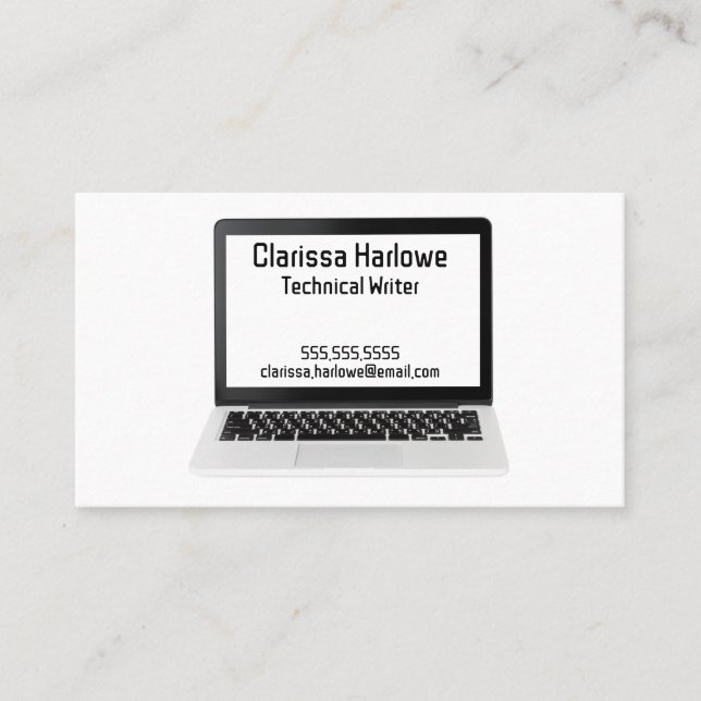 Laptop Computer Technical Writer Programmer IT Business Card (Front)