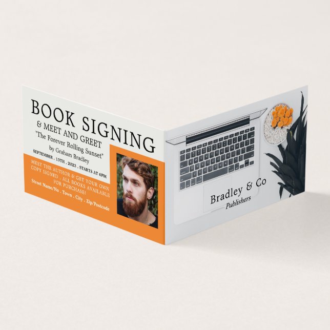 Laptop Display, Publisher, Writer Book Signing Business Card (Outside)