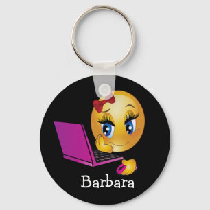Laptop Emoji Girl Keychain