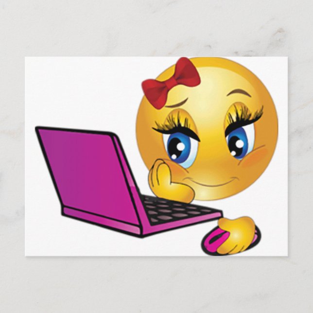 Laptop Emoji Girl Postcard (Front)