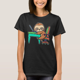 Laptop Home Office Work Sloth Homeworking Job T-Shirt