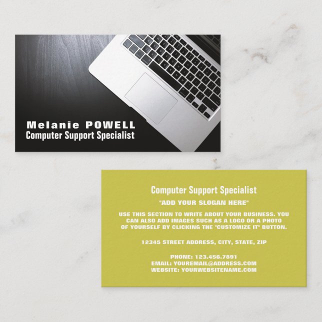 Laptop, Information Technology, Computer Business Card (Front/Back)