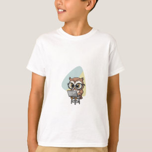 Laptop Owl Study Time Kids T-Shirt