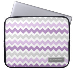 Laptop Purple Ombre Chevron Custom Name Sleeve