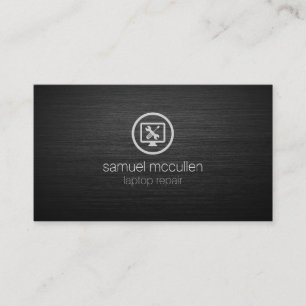 Laptop Repair Tools Icon Brushed Metal Business Card