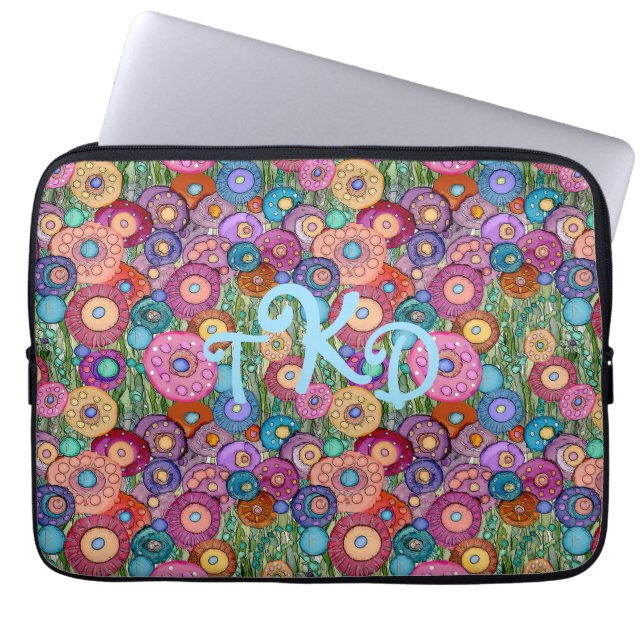 LAPTOP SLEEVE ABSTRACT CIRCLES BRITE MONOGRAM (Front)