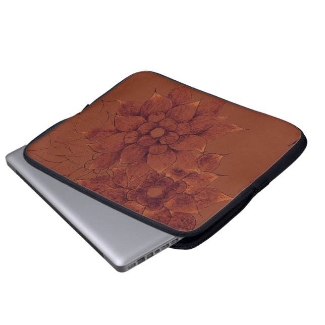 laptop sleeve--Bronze Flowers Laptop Sleeve (Front Bottom)
