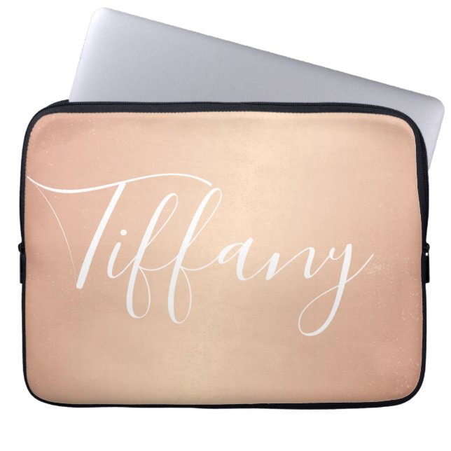 Laptop Sleeve - Confetti Foil Name Rose Gold (Front)