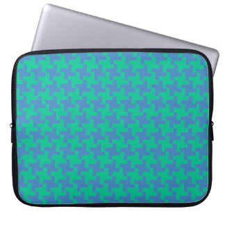 Laptop Sleeve, Emerald and Blue Dogtooth Laptop Sleeve