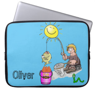 Laptop Sleeve Fisherman, Fishing, Sun  Blue