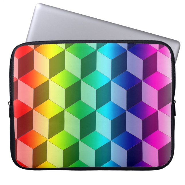 Laptop Sleeve - Illusion of Rainbow Blocks (Front)