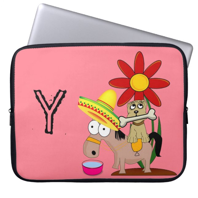 Laptop Sleeve Mexican Dog Donkey Floral Sombrero (Front)