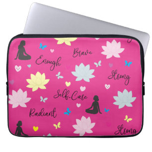 Laptop Sleeve Mindful Growth Lotus Floral Design