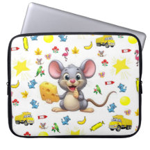 Laptop Sleeve Mouse Yellow Cheese Star Truck Cat 