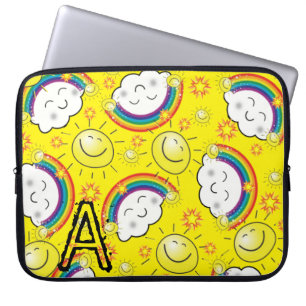 Laptop Sleeve Rainbow, Sun, Clouds, Yellow