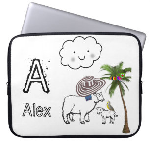 Laptop Sleeve Sheep Clouds Palm Tree